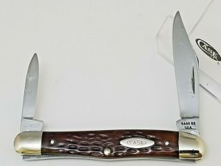 1970 10 Dot Case Xx Usa 6208 Half Whittler Knife 3 1/4 " Red Bone Handles