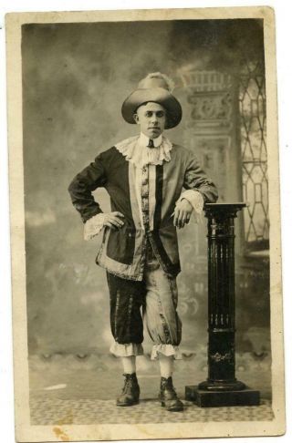 Antique Noko Rppc Steelton Pa Studio Postcard Young Man Costume Court Jester