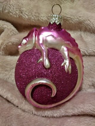 1999 Patricia Breen 9904 Fuchsia Chameleon Christmas Ornament Milaeger 