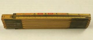 Old Vtg Lufkin X46 Red End Extension Ruler Folding Ruler 72  Wood W/ Brass Ext.
