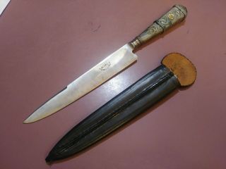 Vintage Xl Argentina Gaucho Silver Gold Boot Knife Bowie Hunting Cuchillo Facon
