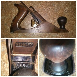 Vintage Stanley Bailey No 3 Smooth Wood Plane Woodworking Tools 9.  25”