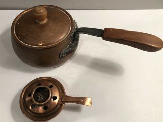Vintage Swiss • Stockli • Netstal Copper Fondue Pot W/lid,  Spring Swiss Burner