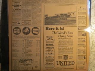 Aviation In Advertising Newspaper 1927 1st Flying United Cigar Store Tobacco
