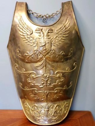 Vintage Large Solid Brass Metal Armor/shield Décor Wall Hanging Renaissance Larp