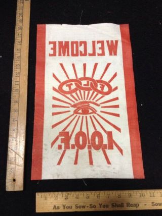 Ioof Odd Fellows Vintage Red Flag Banner Inv - C238