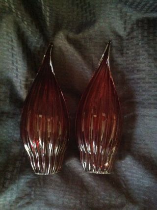 Vintage Large Glass Spiral Flame Shape Lamp Shade Pair Sconces Style