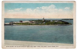 Star Island Made By Man Miami Florida - 1920 Postcard South Beach Biscayne Bay
