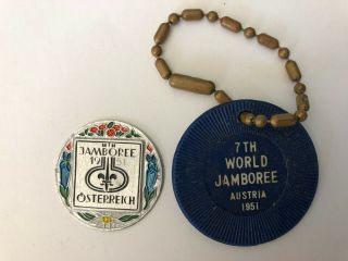 1951 World Jamboree Austria Boy Scouts Hiking Staff Medallion Bsa Key Chain