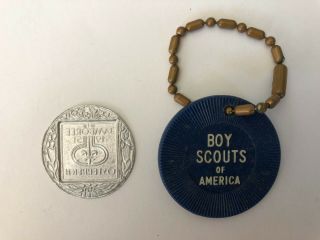 1951 World Jamboree Austria Boy Scouts Hiking staff medallion BSA key chain 2
