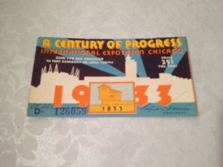 Vtg 1933 Art Deco Ticket Fort Dearborn At The Century Of Progress Expo Chicago
