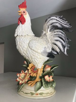 Fitz And Floyd Tall Rooster Figurine.  About 21 Inches Tall.
