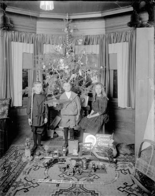 Children & Classic Toys - Christmas Tree - San Francisco 1920 Glass Negative