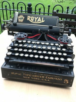 Antique Royal 5 Typewriter York Usa Serial No 148477 - 5 Manufactured 1913