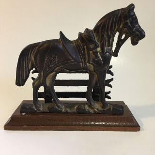Vintage Brass Horse Letter Holder Made In England
