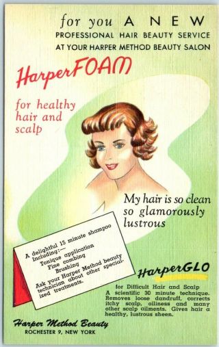 Vintage Rochester York Advertising Postcard Harper Method Beauty Salon Linen