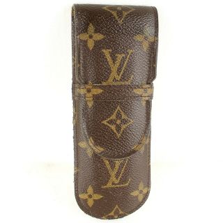 Auth Louis Vuitton Etui Stylos Pen Case Monogram M62990 Brown