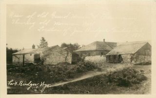 1920s Rppc Rear Of Guard Houses & Commissary,  Old Mormon Wall,  Fort Bridger Wy