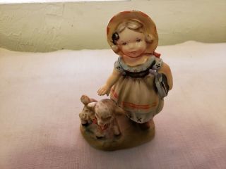 Rare Vintage Lefton Nursery Rhyme " Mary Had A Little Lamb " Figurine 1251 - Nn