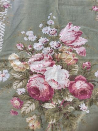 3 Vintage Faded Barkcloth Drapes Panels With Roses Shabby Chic Lined