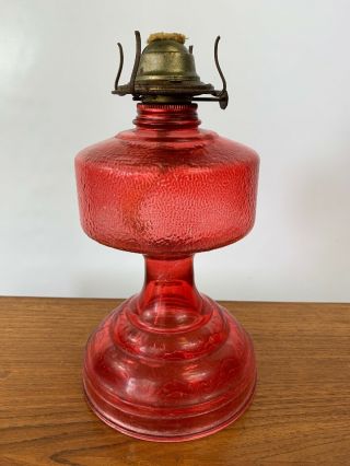 Antique Oil Kerosene Glass Lamp - Red - Eagle