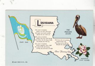 Louisiana Postcard - " Greetings From Louisiana " - Picture Of State - (u1 - La61)