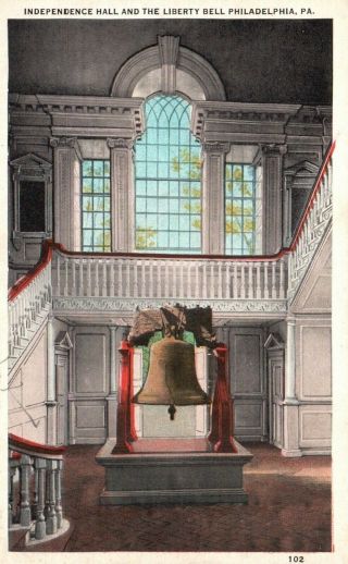 Philadelphia,  Pa,  Liberty Bell,  Independence Hall,  Vintage Postcard G2842
