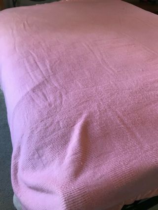 Vintage Faribo Blanket Pink w Pink Satin Binding 93 x 98 Acrylic Cotton Made USA 5