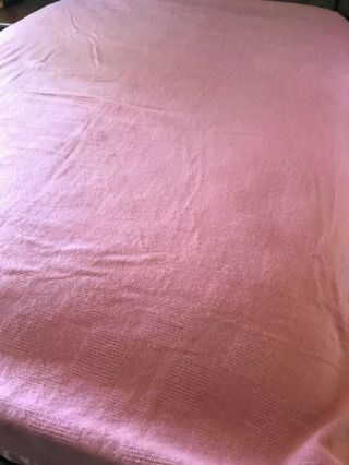 Vintage Faribo Blanket Pink w Pink Satin Binding 93 x 98 Acrylic Cotton Made USA 7