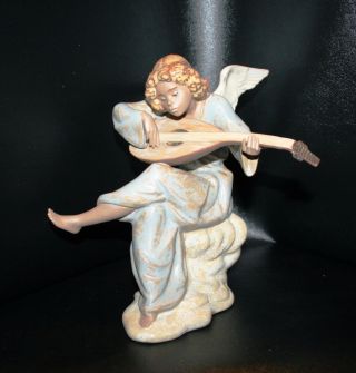 Lladro 2195 Heavenly Sounds,  Angel Lute Mandolin - Retired 1994 Gres