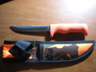 Rare Case Xx Finn Sab Ss Fixed Blade Knife Orange Handle & Orange Camo Sheath