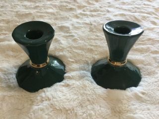 Partylite Taper Candle Holders Green/gold - B6