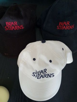 3 Bear Stearns Hats White Black Navy Blue Baseball Caps Adjustable Authentic Ny