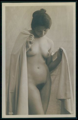 German Austrian French Nude Woman Beauty Unveiled 1910s Photo Postcard