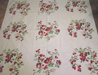 Vtg Tablecloth Wilendur Fabulous Cherries Heavy Cotton
