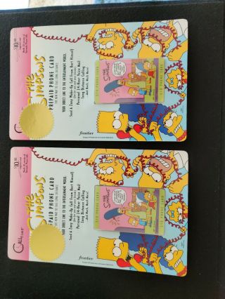 (2) Vintage 1995 The Simpsons Prepaid Phone Card -