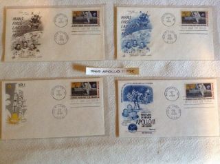 Apollo 11 1969 Moon Landing First Day Covers (4) Different