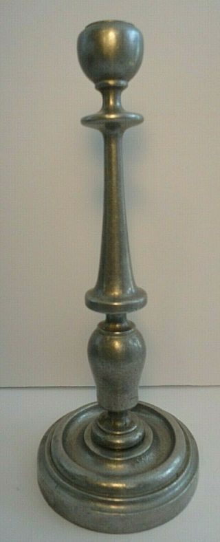 Large Heavy Vintage,  Old World Style 12 " Pewter Candlestick Holder