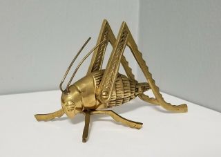 Vintage Solid Brass Grasshopper/locust/cricket Insect Paper Weight Figurine