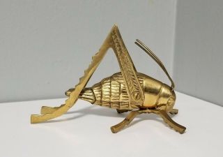 Vintage Solid Brass Grasshopper/Locust/Cricket Insect Paper Weight Figurine 3