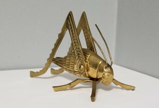 Vintage Solid Brass Grasshopper/Locust/Cricket Insect Paper Weight Figurine 4
