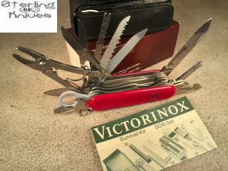 3 - 1/2 " Closed Victorinox Switzerland Sos Survival Kit Knife Stainless Steel