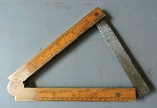 No.  36 Stephens & Co Wood Folding Rule,  Level,  Inclinometer,  Bevel,  Square,  1858