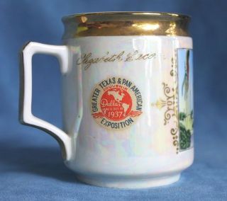Vintage TEXAS CENTENNIAL EXPOSITION DALLAS TX 1936 1937 Czechoslovakia Mug Cup 2