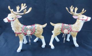 Fitz & Floyd Classics Christmas Tidings Pair Deer Figurine Reindeer 2004 Rare