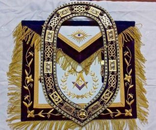 Masonic Grand Lodge Master Mason Apron With Chain Collar