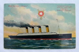 / Rare White Star Line Rms Olympic Posted On Maiden Voyage Return 1911