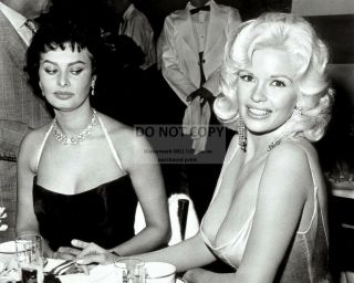 Sophia Loren & Jayne Mansfield At A Party In 1957 - 8x10 Publicity Photo (ab - 150)