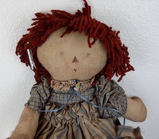 Vintage Raggedy Ann Doll Old Distressed Americana Primitive Handmade 20 