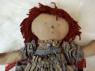 Vintage Raggedy Ann Doll Old Distressed Americana Primitive Handmade 20 